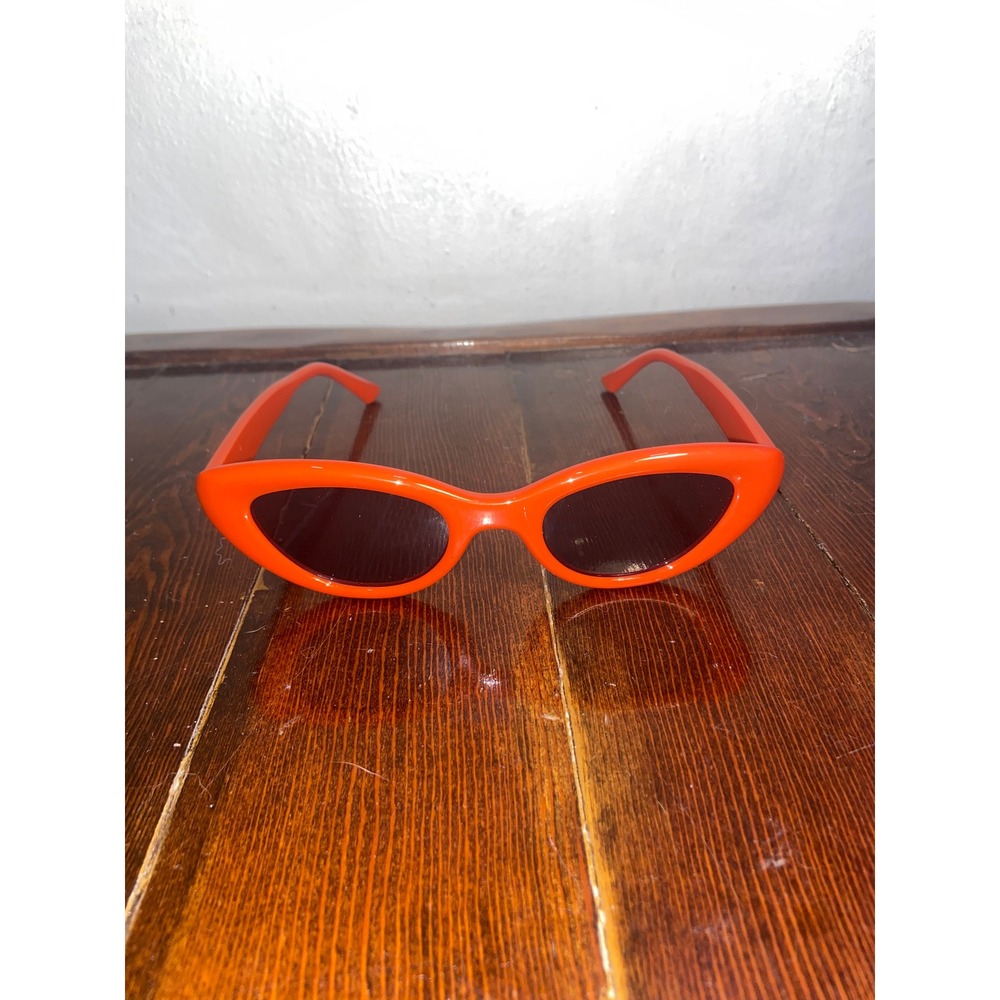 Orange Skinny Cat Eye Sunglasses Retro Vintage Style Contemporary Mod Festival